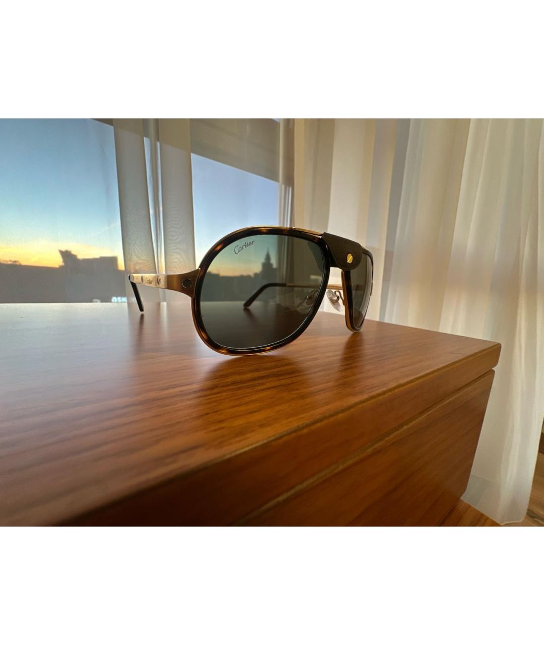 CARTIER Черные металлические солнцезащитные очки, фото 2