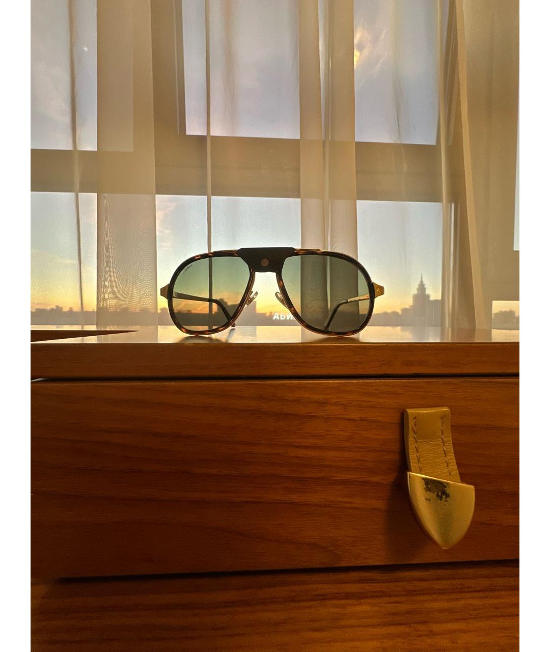 CARTIER Черные металлические солнцезащитные очки, фото 5