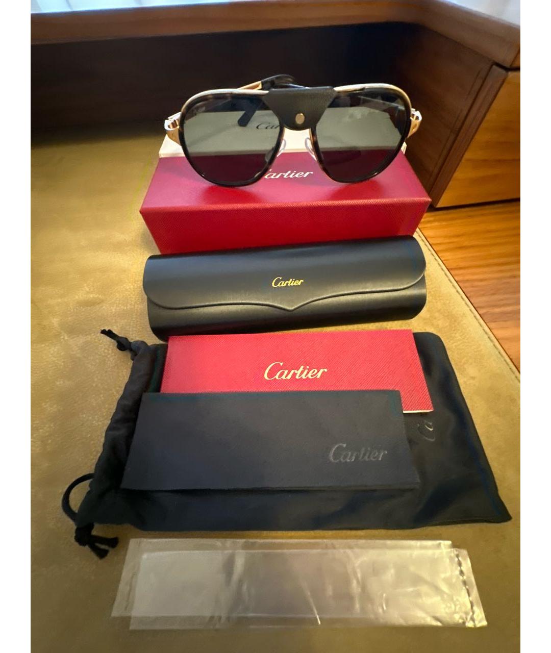 CARTIER Черные металлические солнцезащитные очки, фото 4