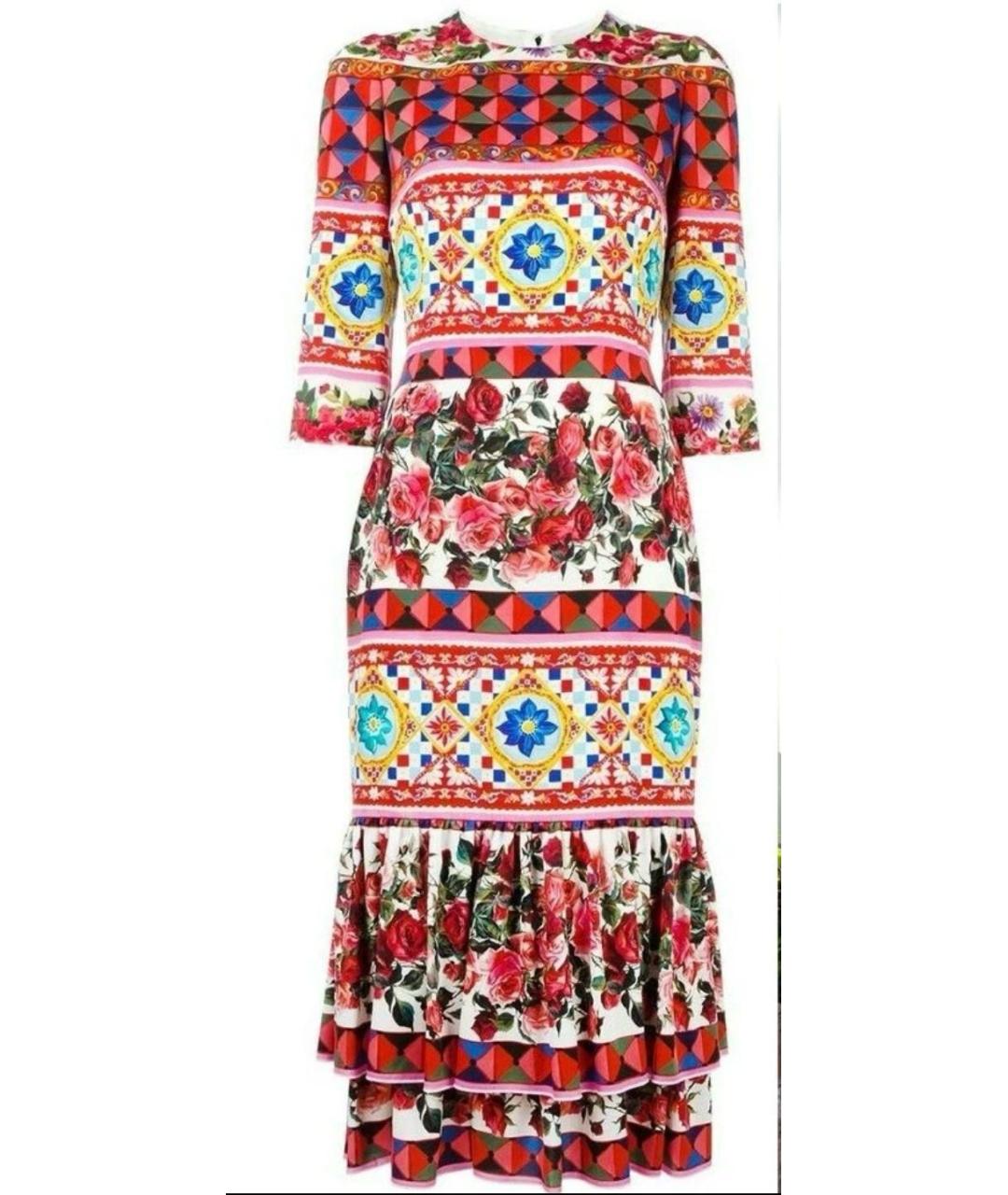 DOLCE&GABBANA Мульти шелковое вечернее платье, фото 8