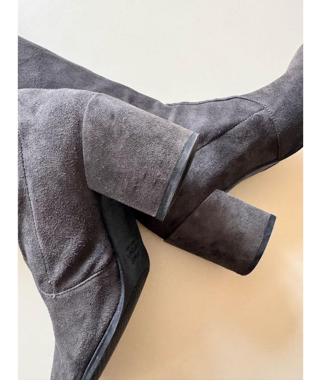 STUART WEITZMAN Антрацитовые замшевые ботфорты, фото 7