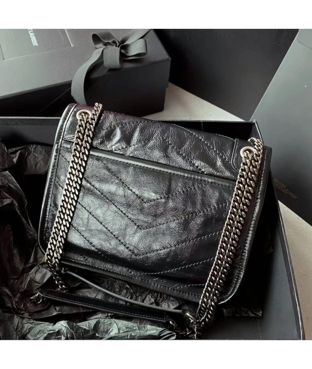 SAINT LAURENT Черная кожаная сумка через плечо, фото 3