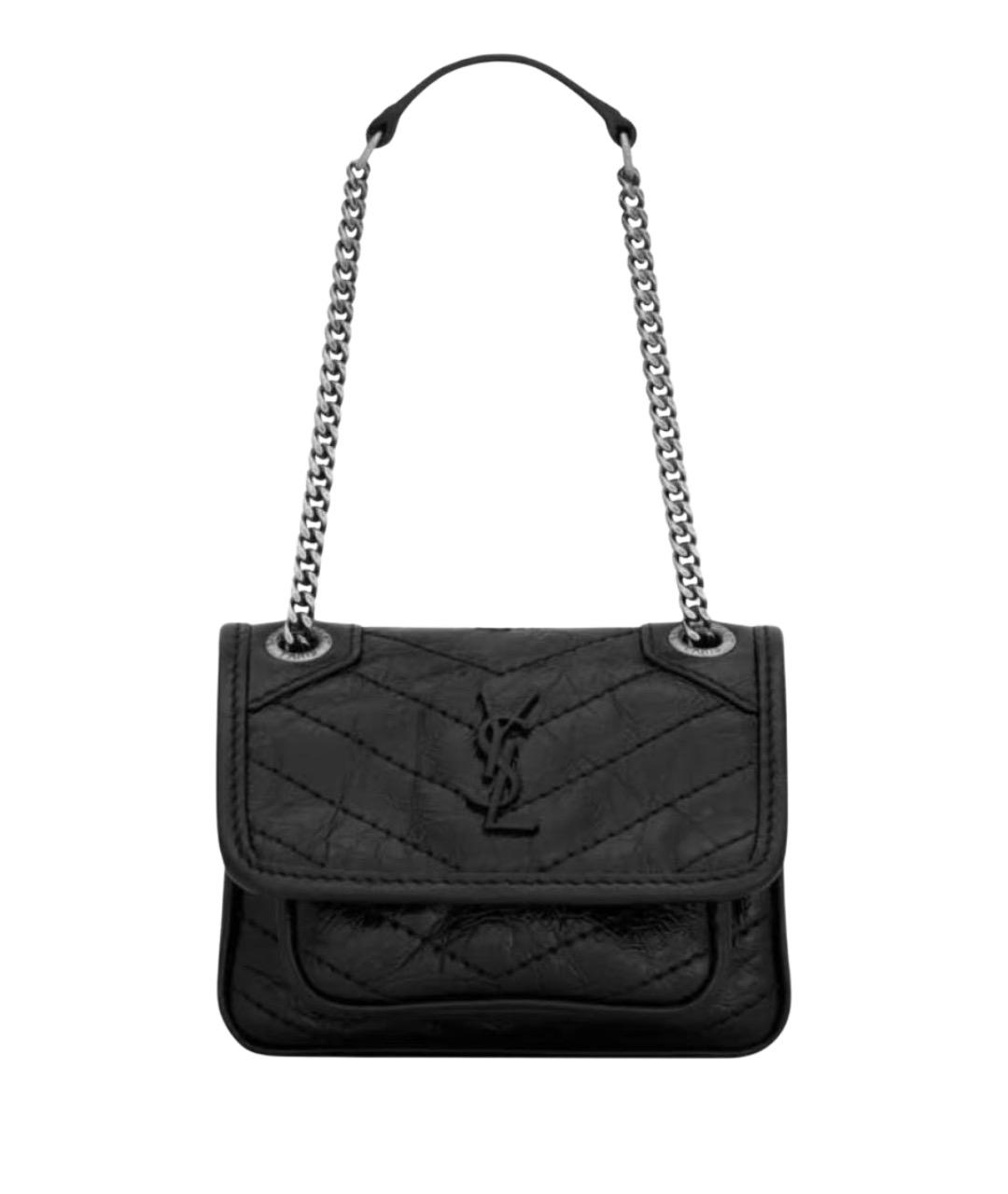 SAINT LAURENT Черная кожаная сумка через плечо, фото 1