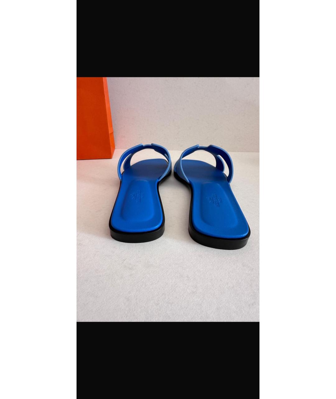 HERMES Голубые замшевые сабо, фото 4