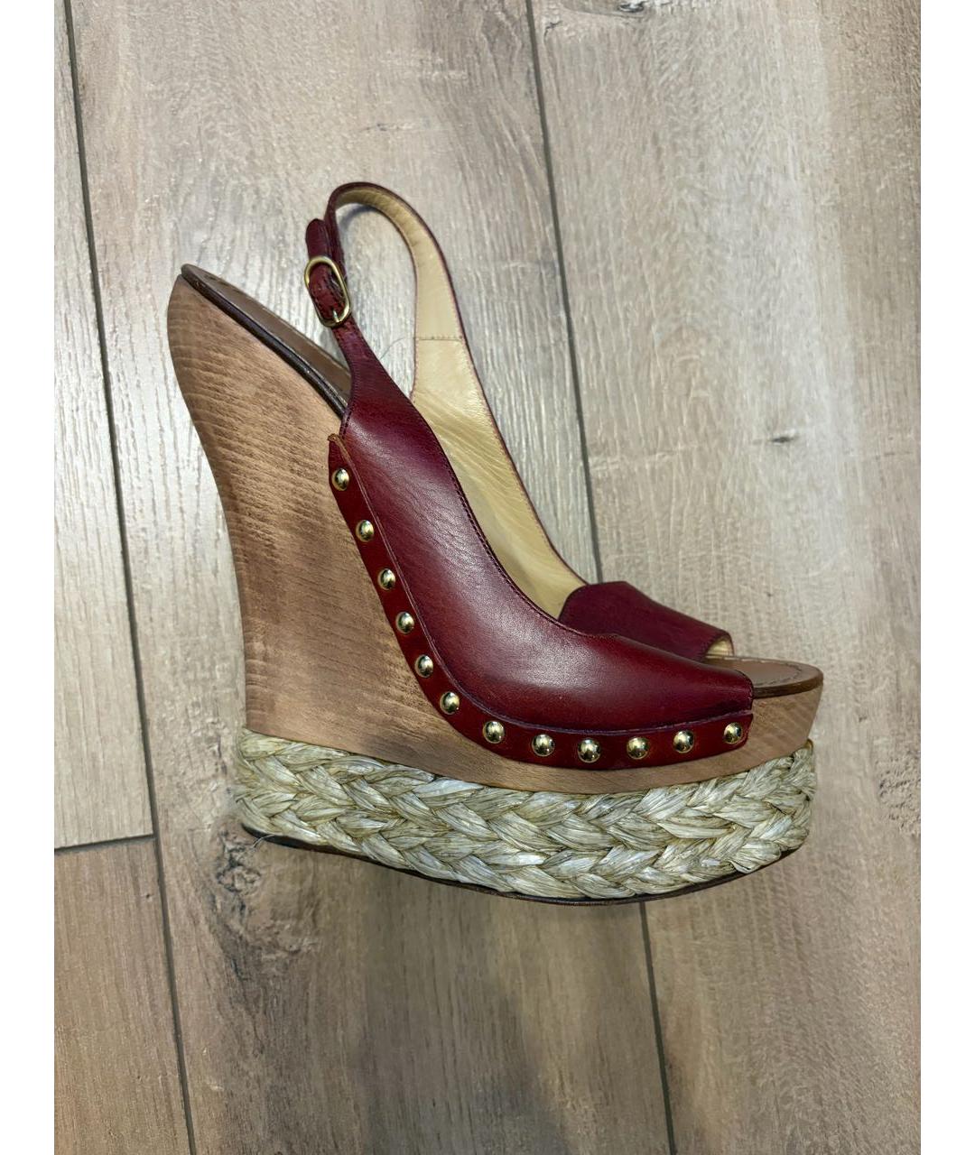 DOLCE&GABBANA Бордовые босоножки, фото 5