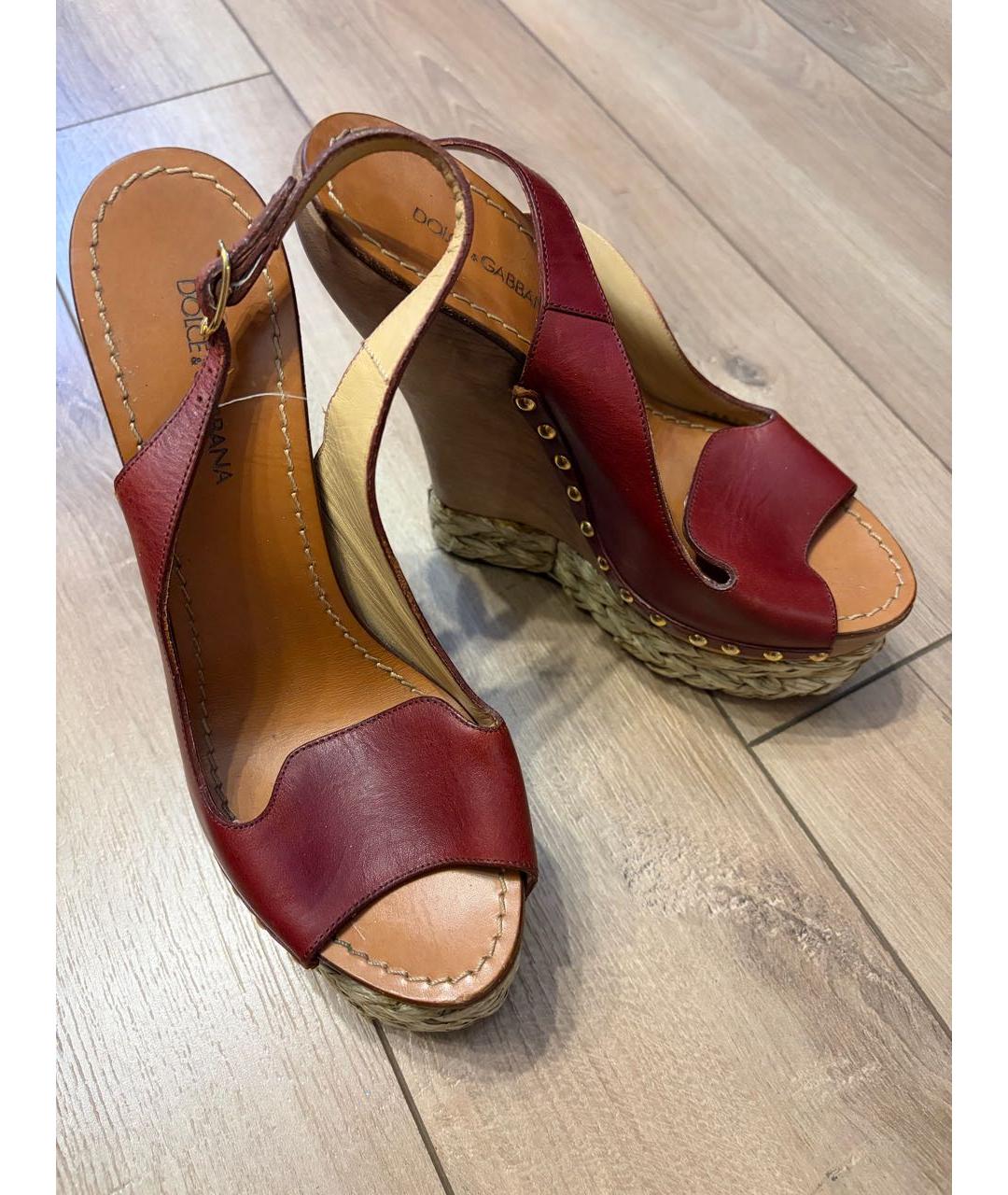 DOLCE&GABBANA Бордовые босоножки, фото 2