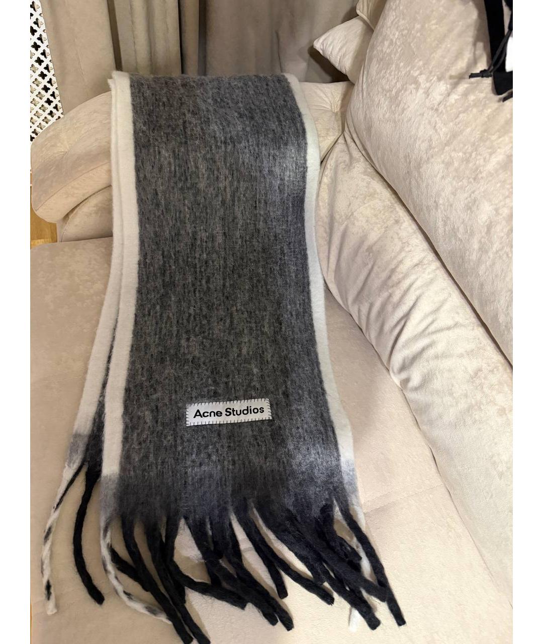 ACNE STUDIOS Серый кашемировый шарф, фото 2