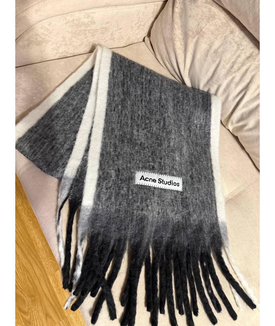 ACNE STUDIOS Серый кашемировый шарф, фото 4