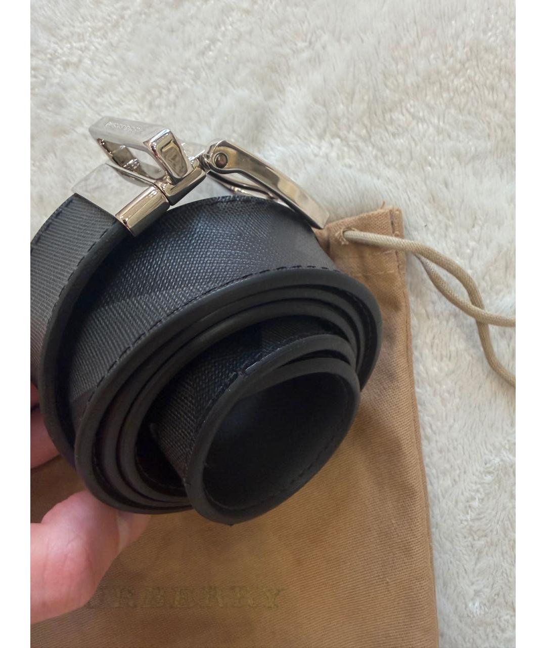 BURBERRY Черный ремень из искусственной кожи, фото 4