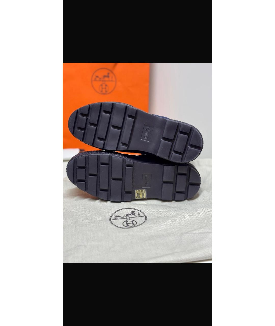 HERMES Синие синтетические ботинки, фото 2