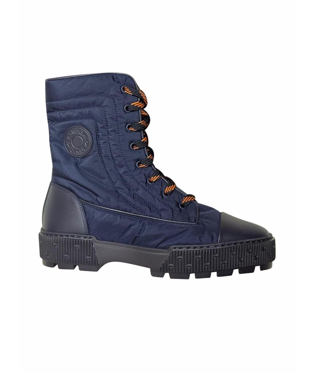 HERMES Синие синтетические ботинки, фото 1