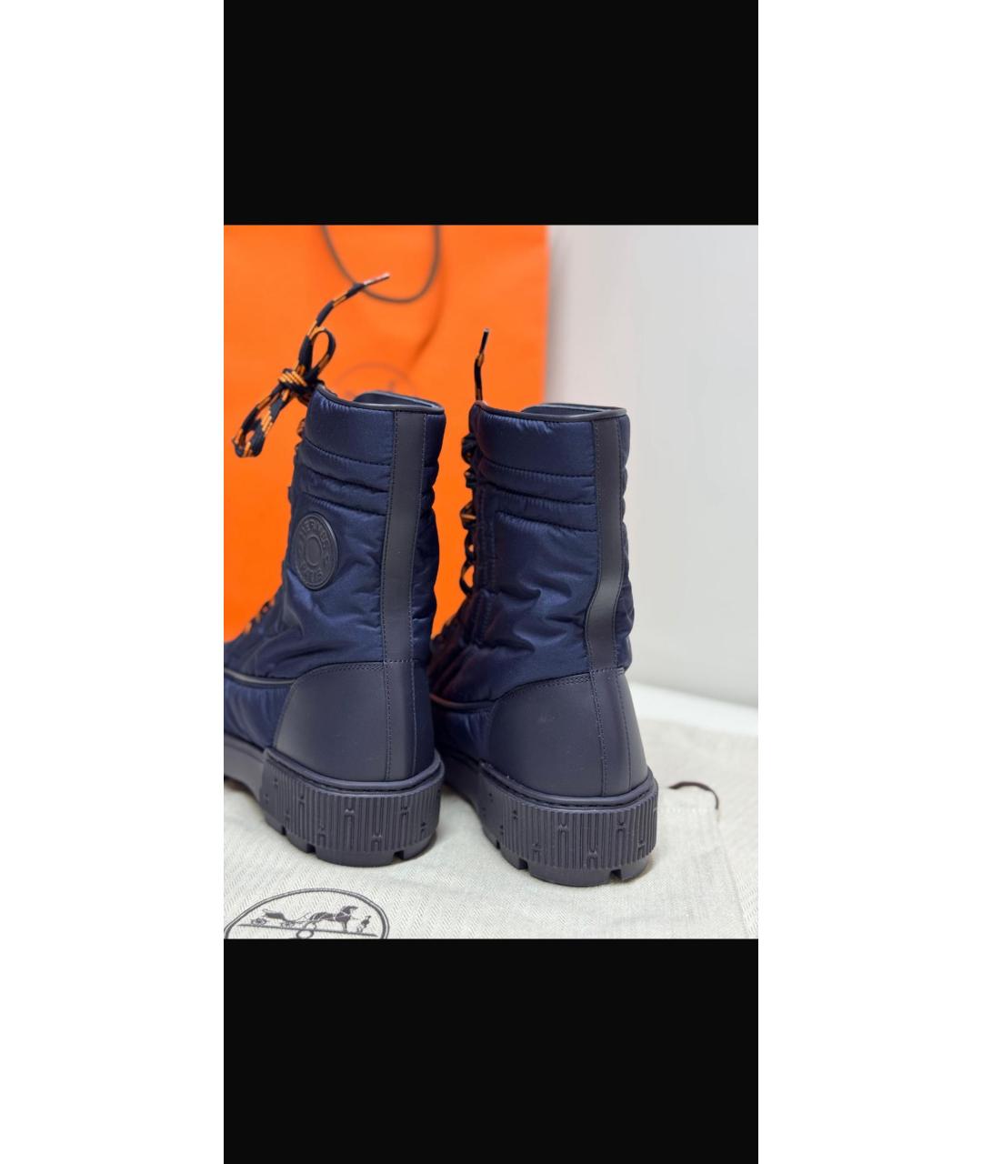 HERMES Синие синтетические ботинки, фото 5