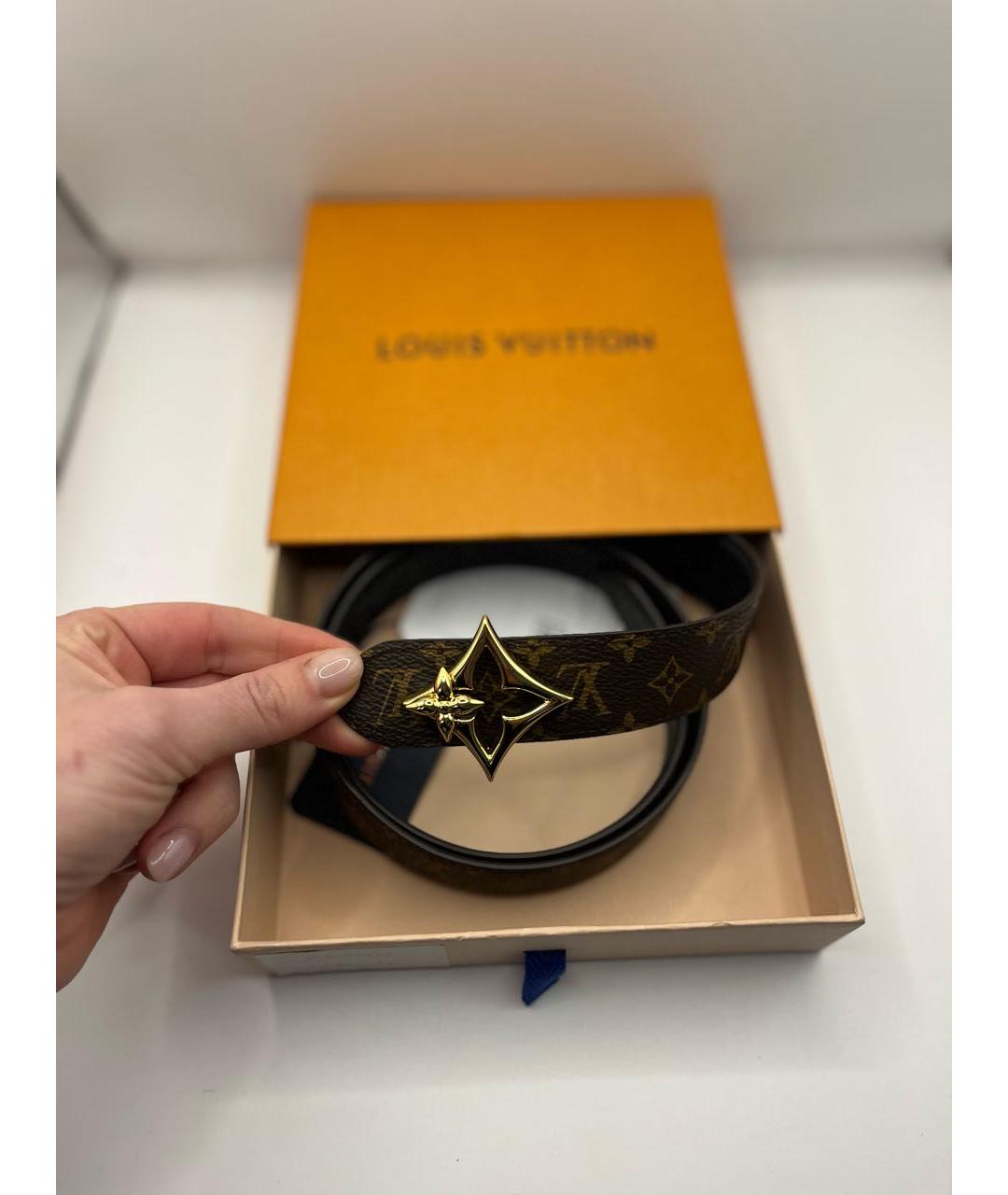 LOUIS VUITTON Коричневый кожаный ремень, фото 4