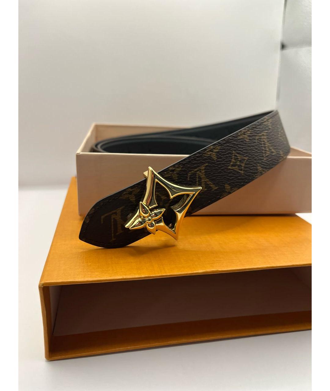 LOUIS VUITTON Коричневый кожаный ремень, фото 3