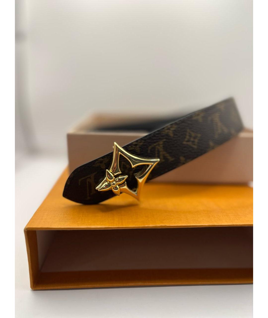 LOUIS VUITTON Коричневый кожаный ремень, фото 7