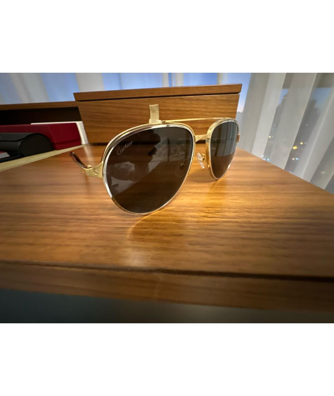 CARTIER Золотые металлические солнцезащитные очки, фото 2