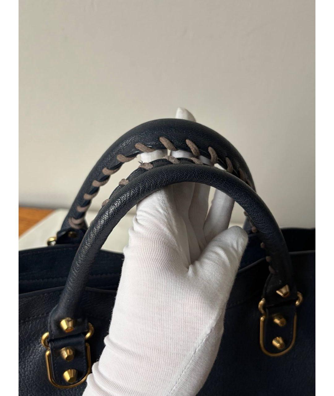 BALENCIAGA Темно-синяя кожаная сумка через плечо, фото 8