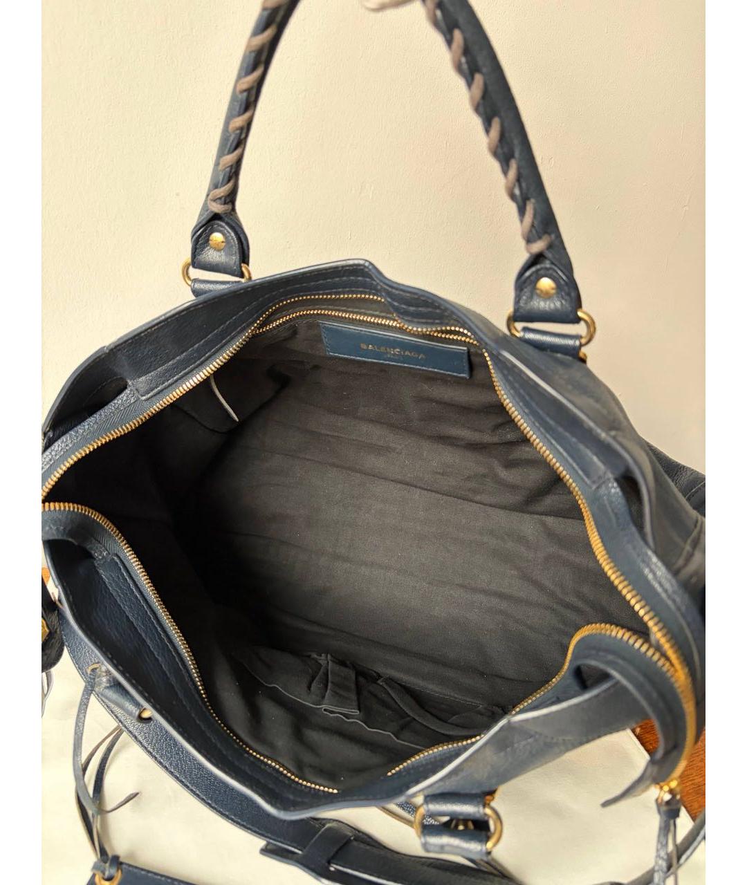 BALENCIAGA Темно-синяя кожаная сумка через плечо, фото 6