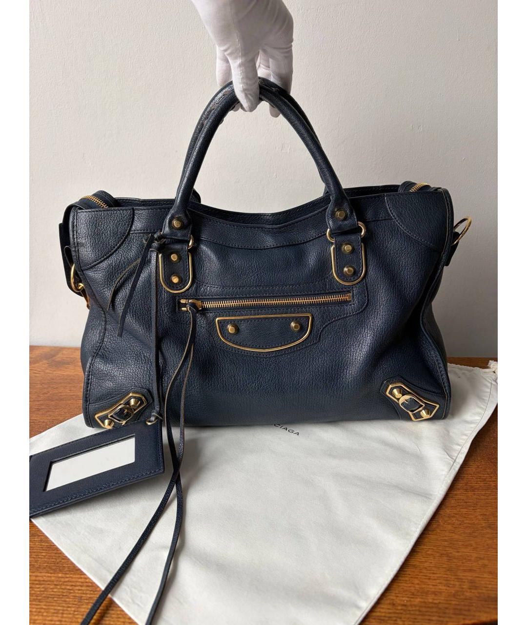 BALENCIAGA Темно-синяя кожаная сумка через плечо, фото 4