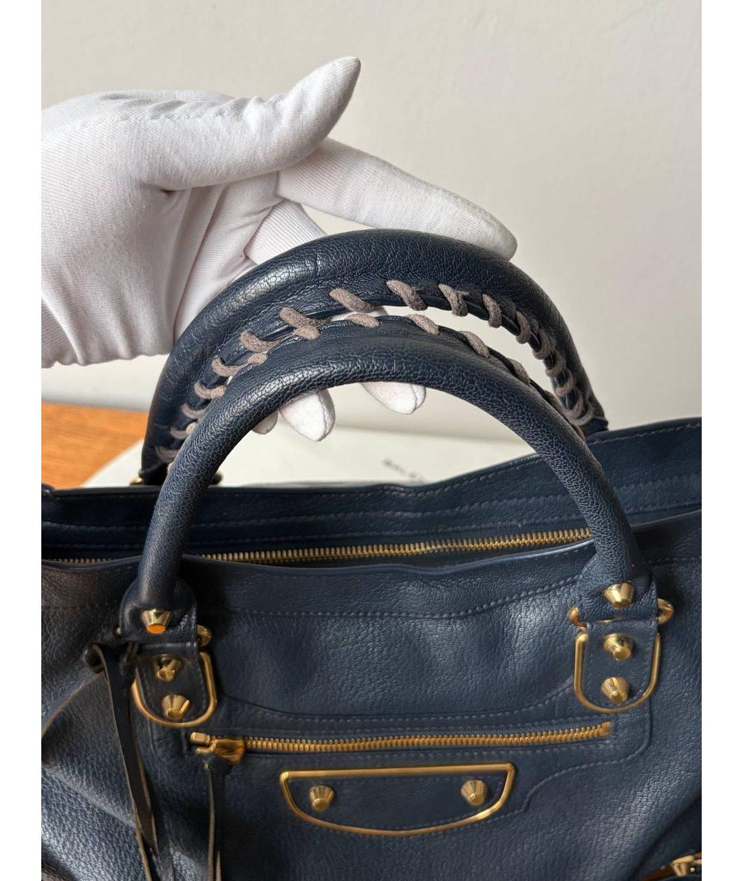 BALENCIAGA Темно-синяя кожаная сумка через плечо, фото 7