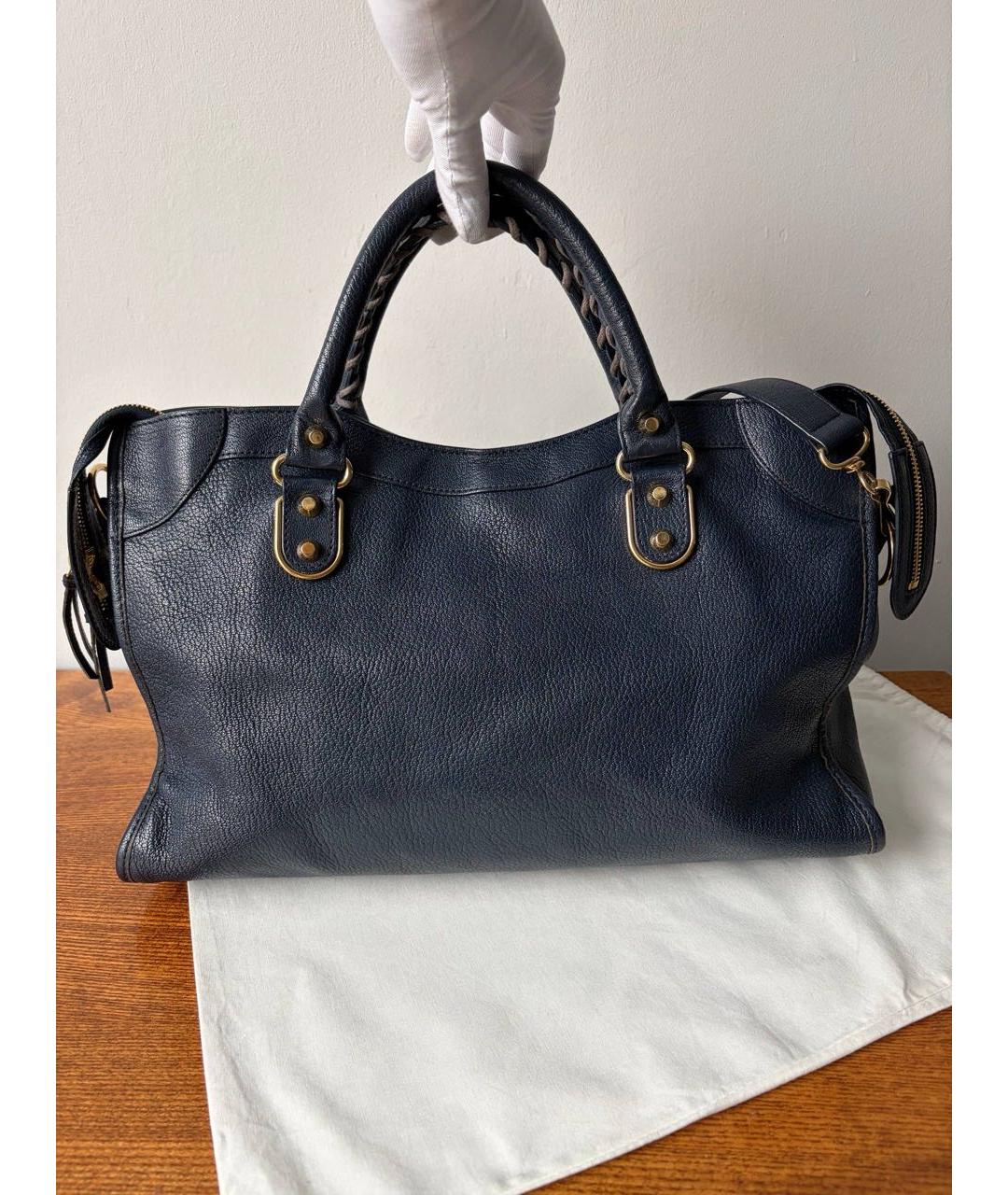 BALENCIAGA Темно-синяя кожаная сумка через плечо, фото 5