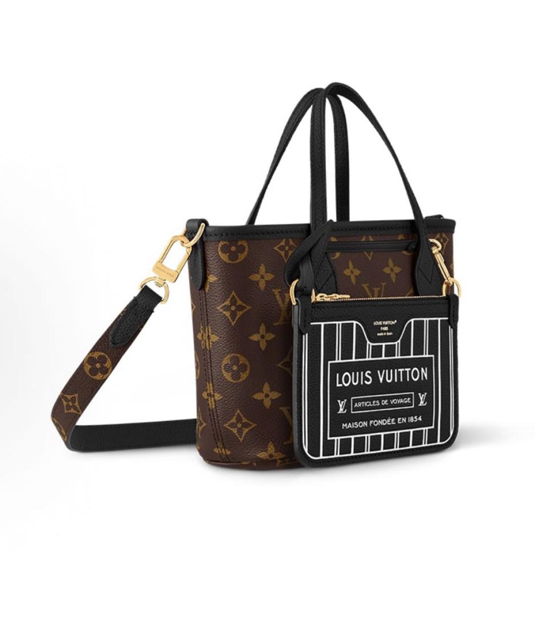 LOUIS VUITTON Черная кожаная сумка тоут, фото 2