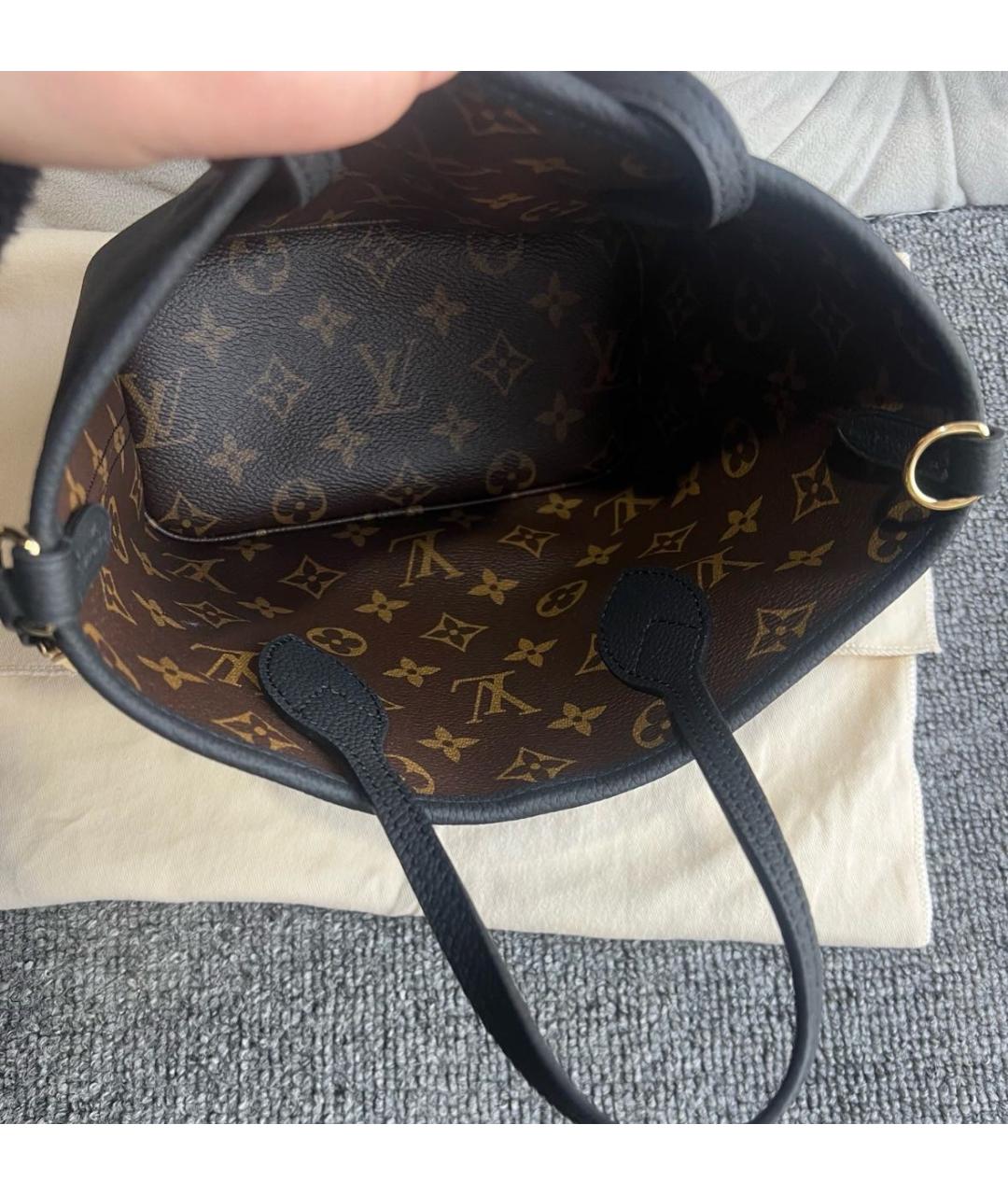 LOUIS VUITTON Черная кожаная сумка тоут, фото 6