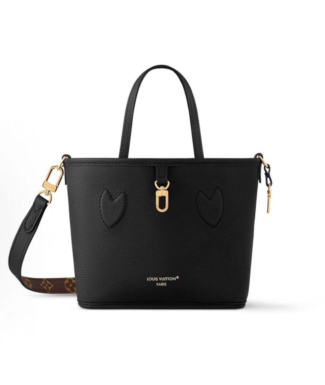 LOUIS VUITTON Черная кожаная сумка тоут, фото 7