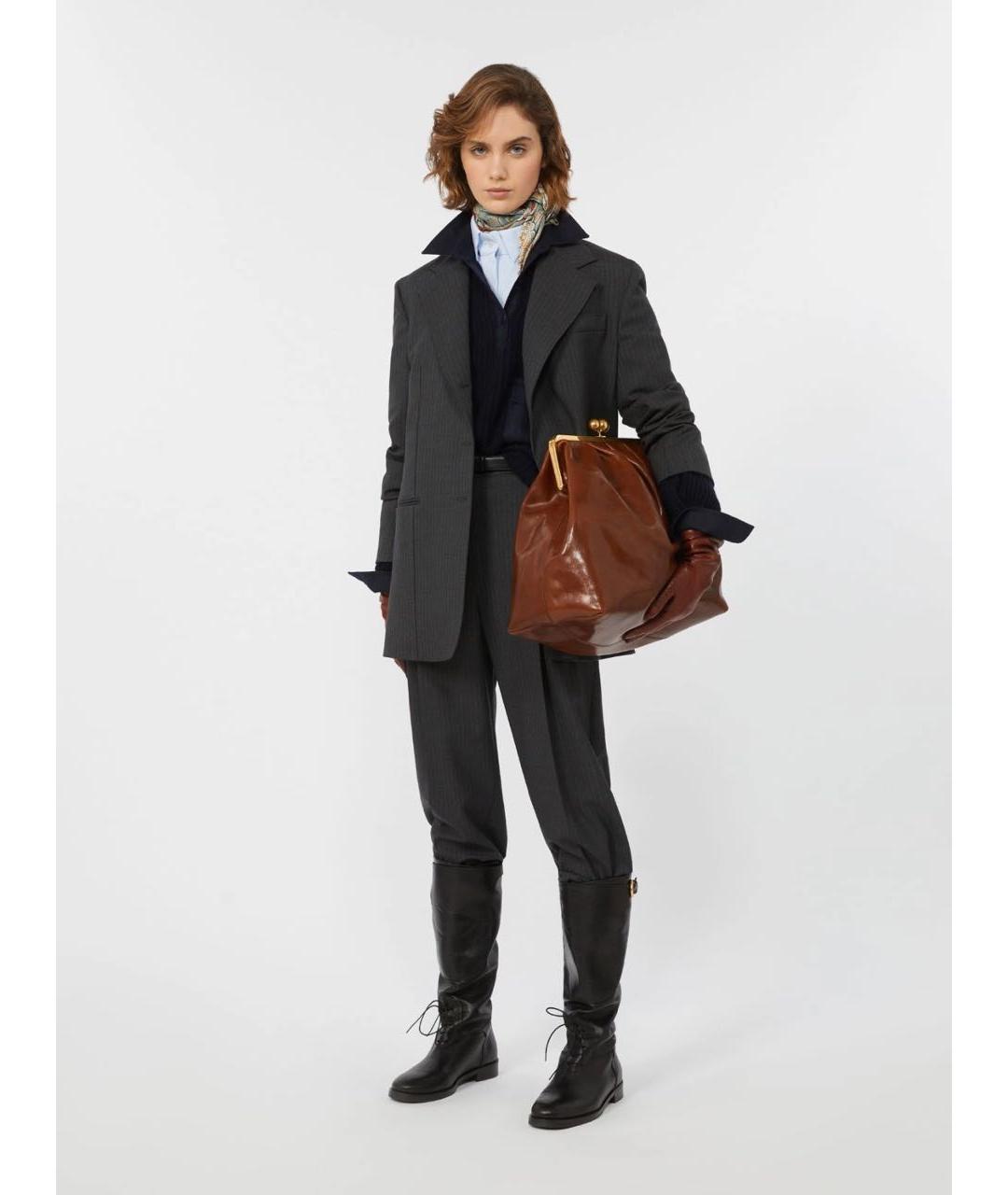 WEEKEND MAX MARA Серый шерстяной костюм с брюками, фото 3