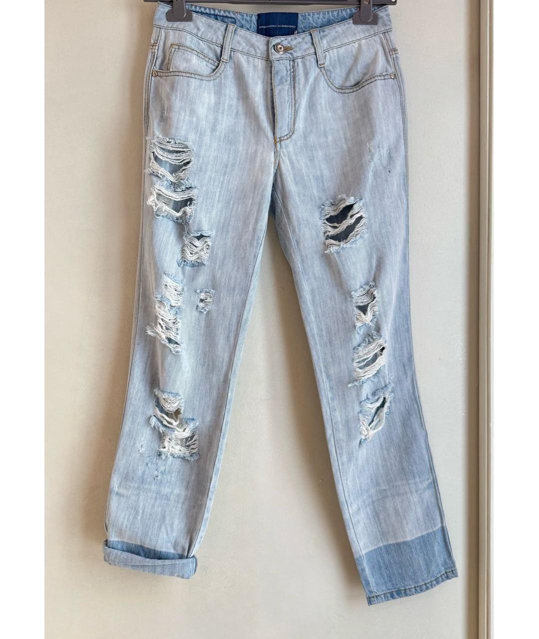 ERMANNO SCERVINO Голубые хлопковые прямые джинсы, фото 5