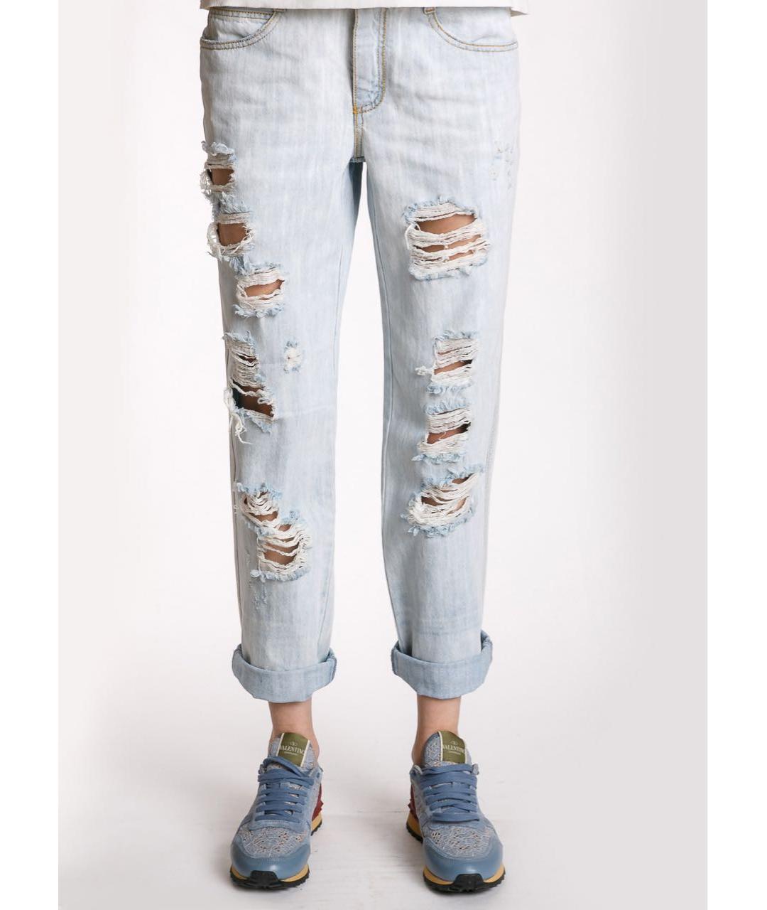 ERMANNO SCERVINO Голубые хлопковые прямые джинсы, фото 3