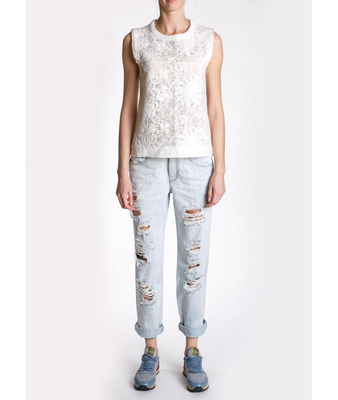 ERMANNO SCERVINO Голубые хлопковые прямые джинсы, фото 2