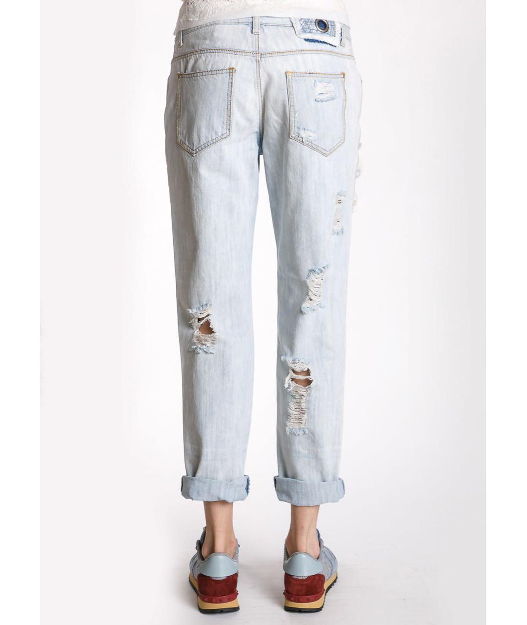 ERMANNO SCERVINO Голубые хлопковые прямые джинсы, фото 4