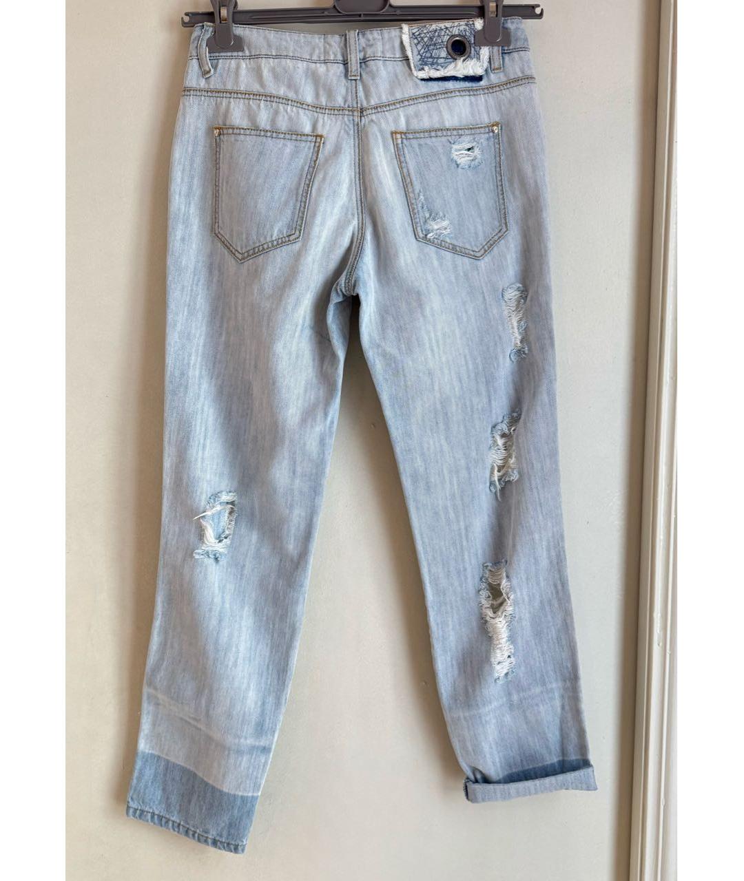 ERMANNO SCERVINO Голубые хлопковые прямые джинсы, фото 6