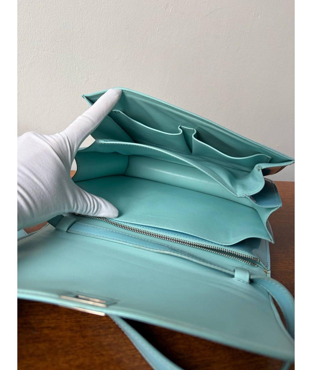 CELINE Бирюзовая сумка через плечо из лакированной кожи, фото 6