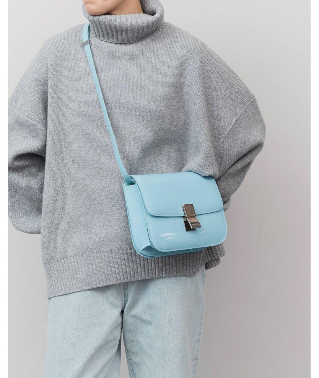 CELINE Бирюзовая сумка через плечо из лакированной кожи, фото 3