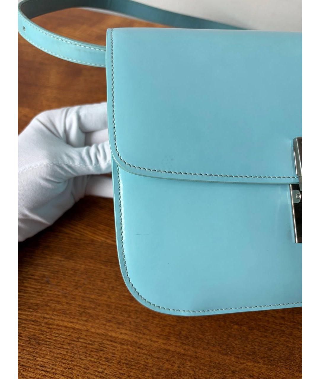 CELINE Бирюзовая сумка через плечо из лакированной кожи, фото 7