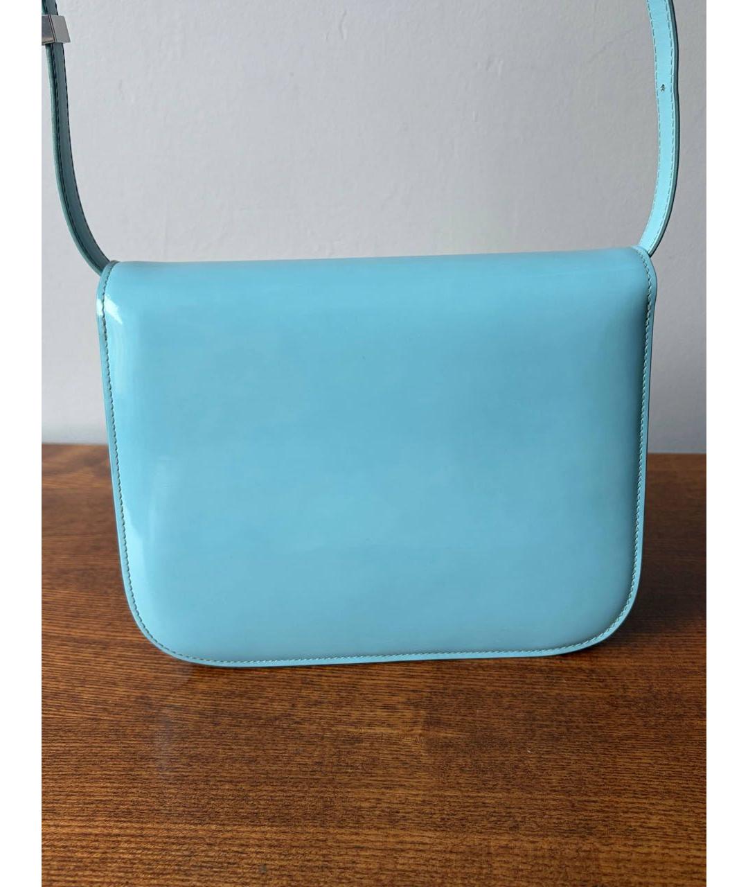 CELINE Бирюзовая сумка через плечо из лакированной кожи, фото 5