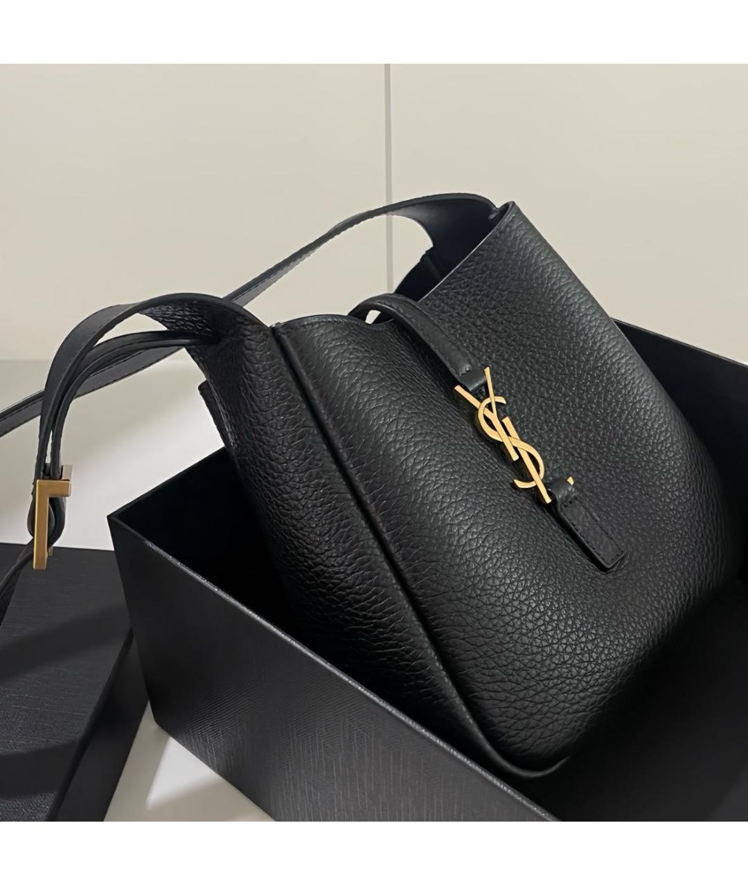 SAINT LAURENT Черная кожаная сумка через плечо, фото 4