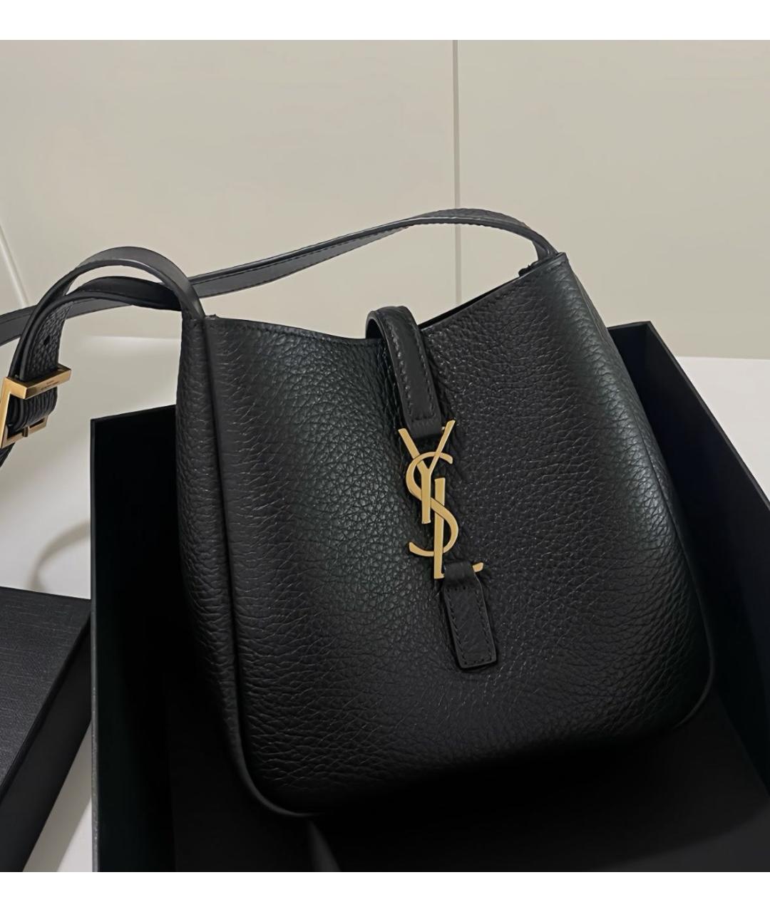 SAINT LAURENT Черная кожаная сумка через плечо, фото 3