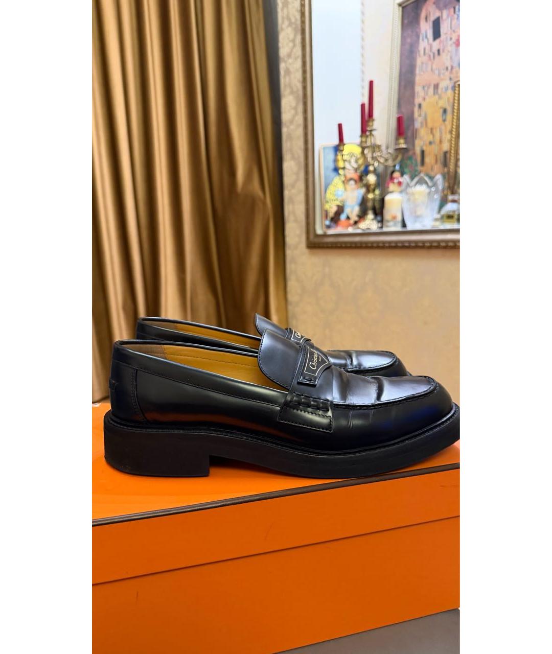 CHRISTIAN DIOR Черные кожаные лоферы, фото 7