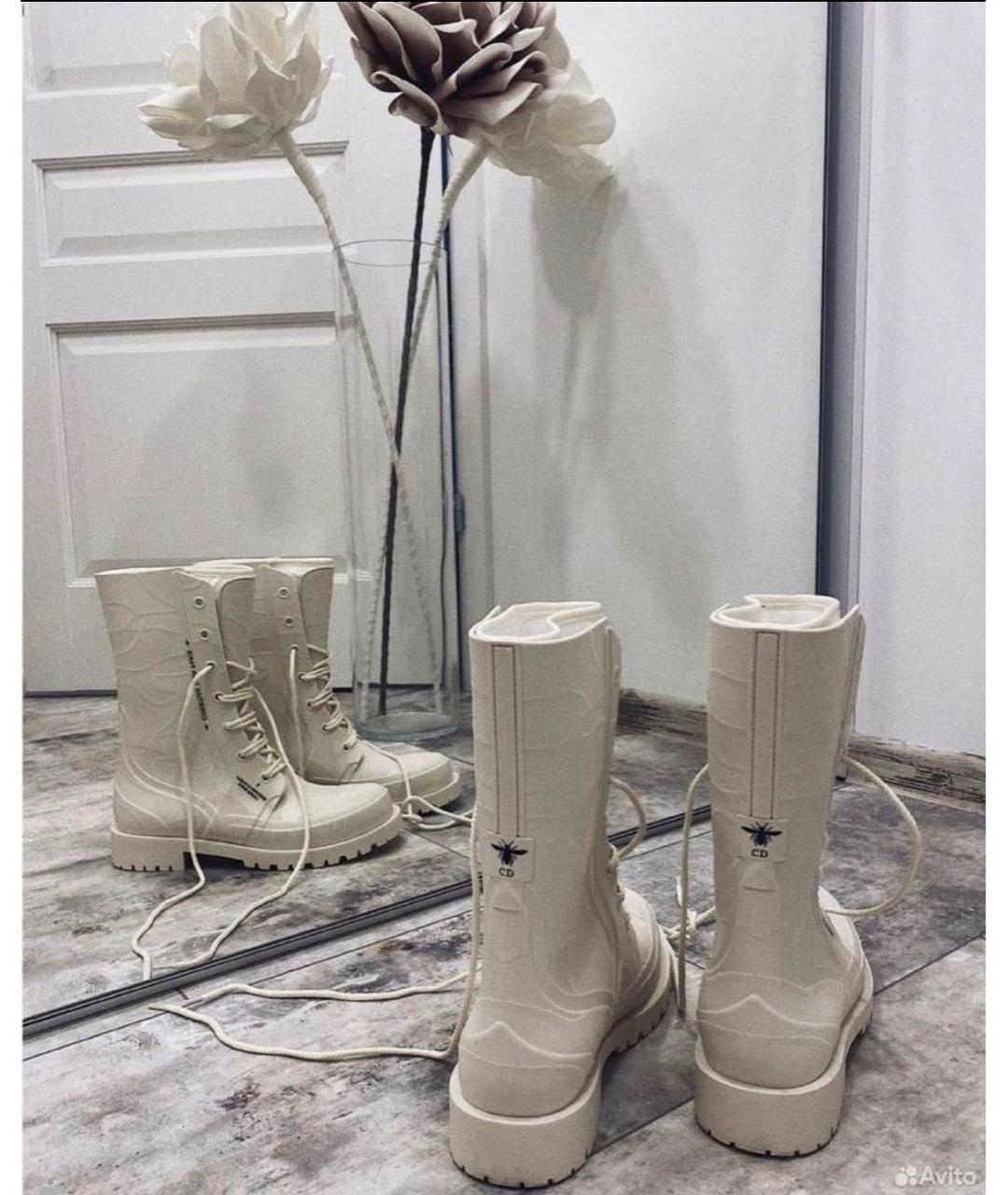 CHRISTIAN DIOR Белые резиновые сапоги, фото 5