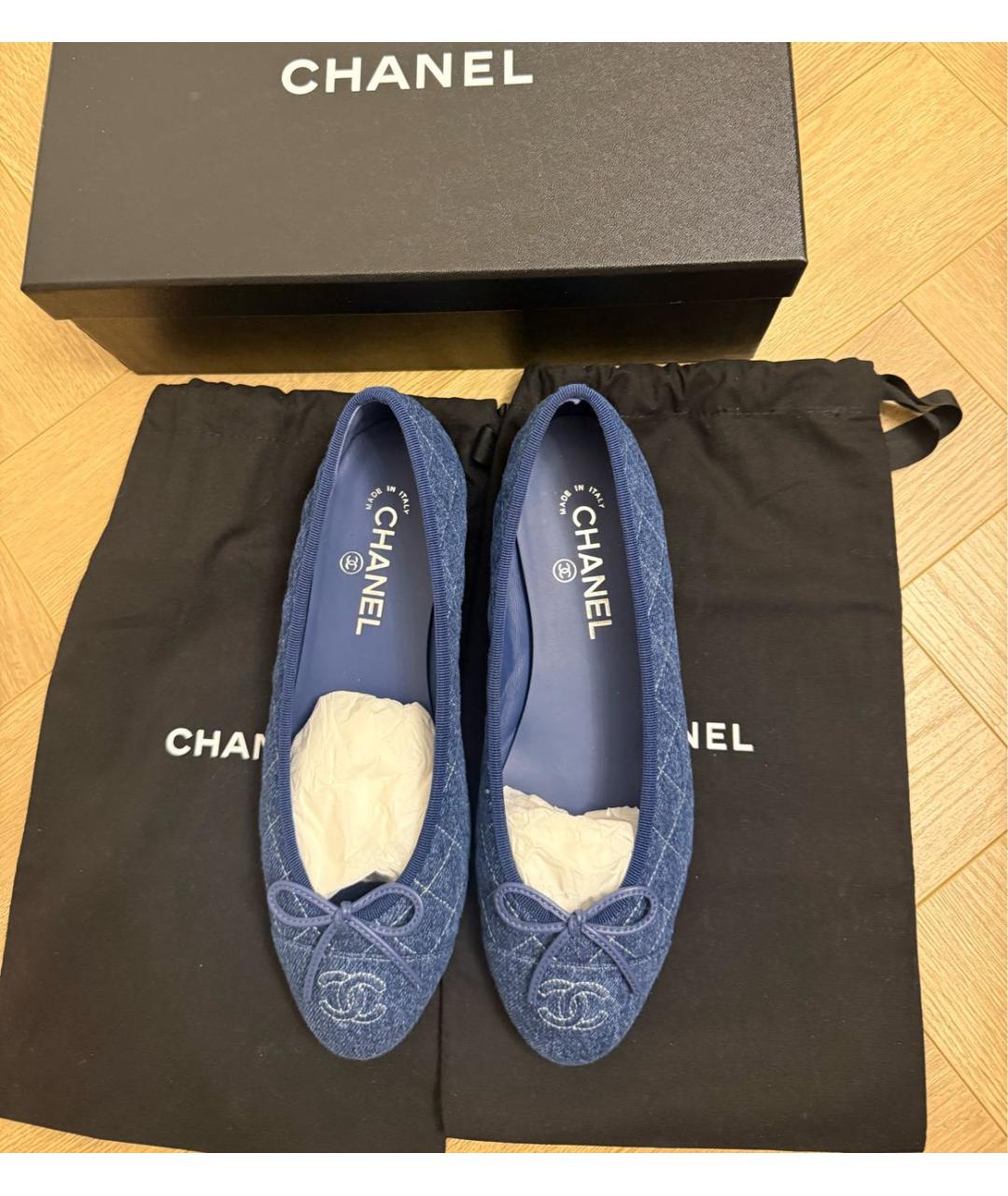 CHANEL Голубые балетки, фото 2