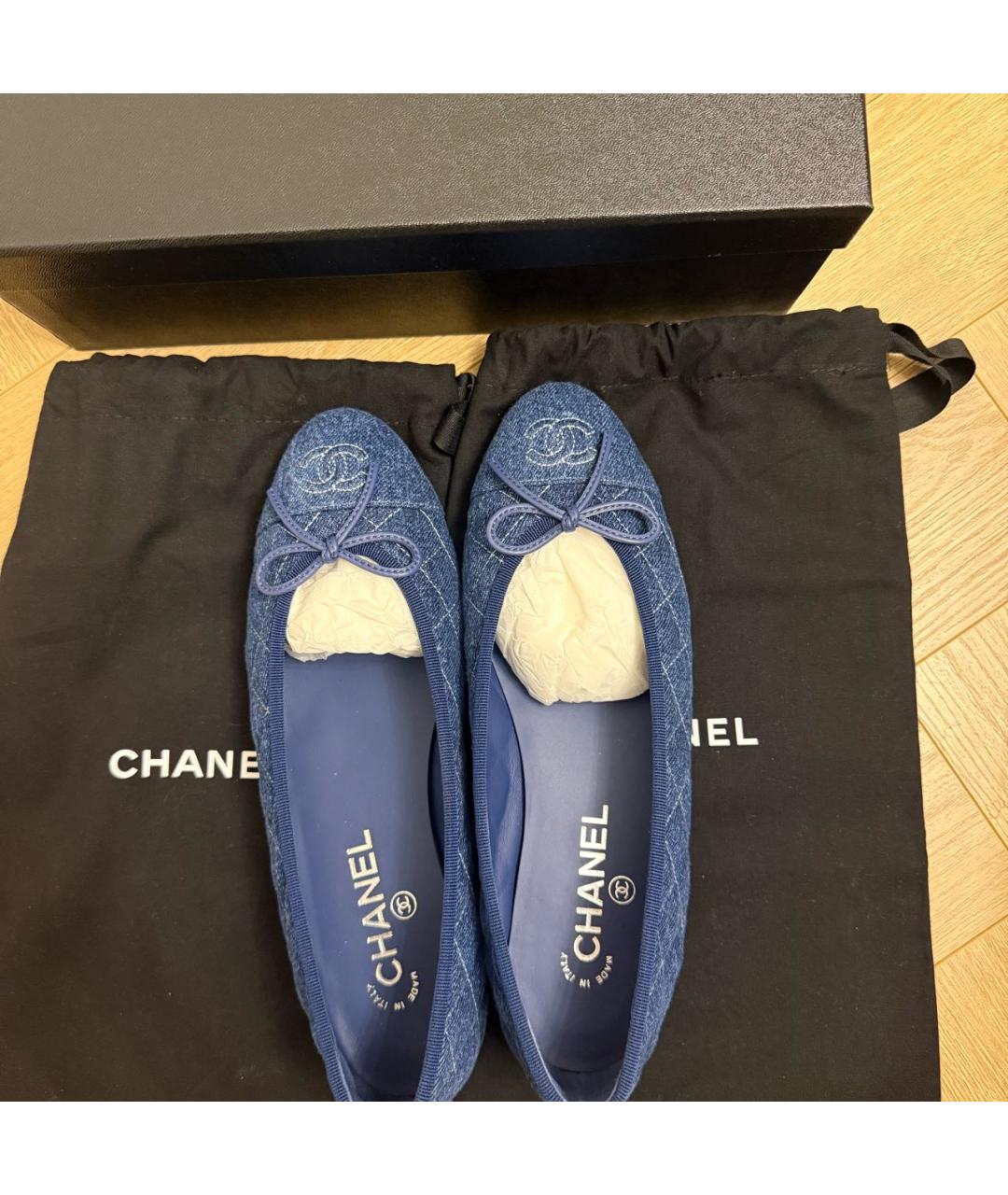 CHANEL Голубые балетки, фото 3