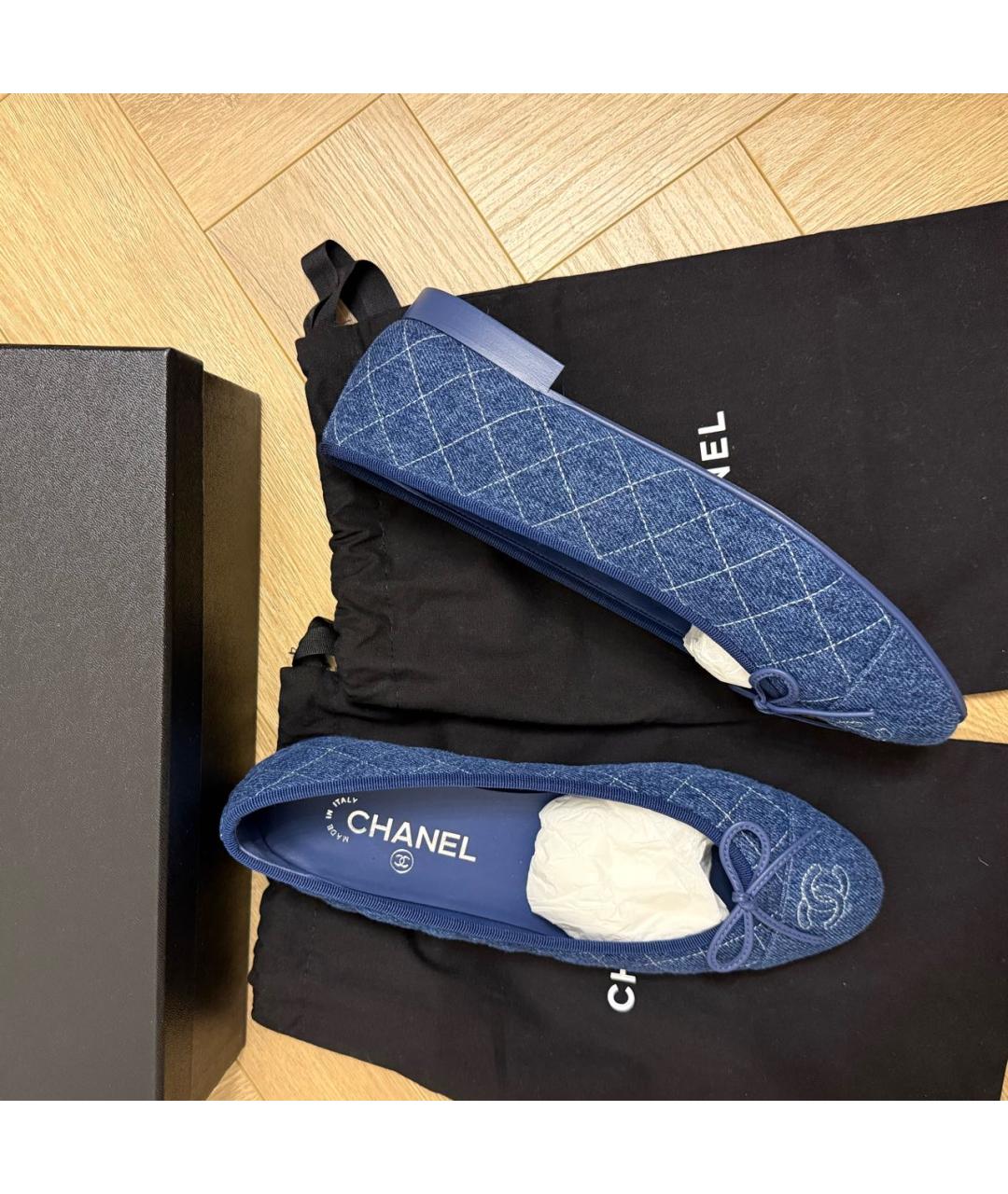 CHANEL Голубые балетки, фото 8