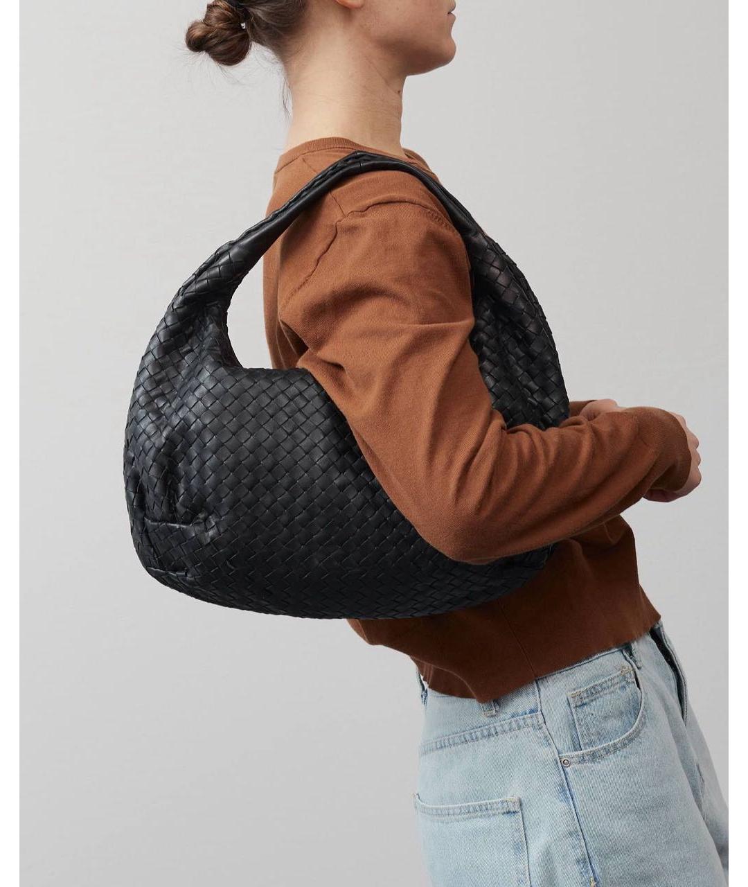 BOTTEGA VENETA Черная кожаная сумка через плечо, фото 3