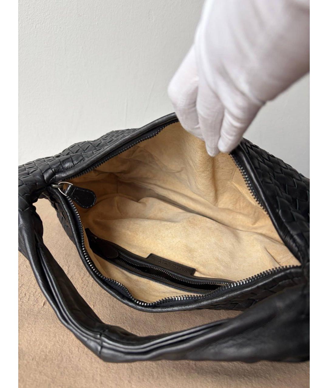 BOTTEGA VENETA Черная кожаная сумка через плечо, фото 8