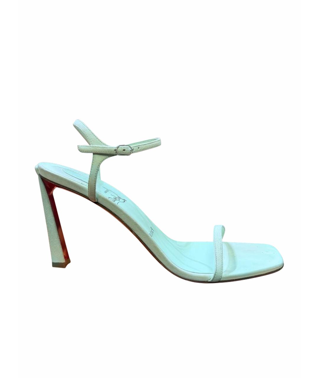 CHRISTIAN LOUBOUTIN Салатовые замшевые босоножки, фото 1