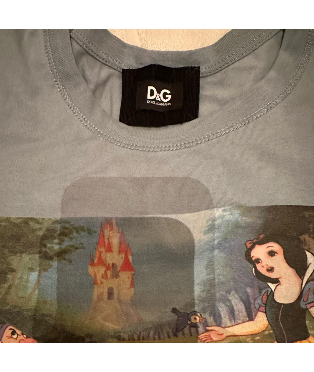 DOLCE&GABBANA Голубая хлопковая футболка, фото 3