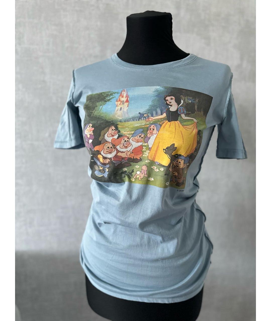 DOLCE&GABBANA Голубая хлопковая футболка, фото 7